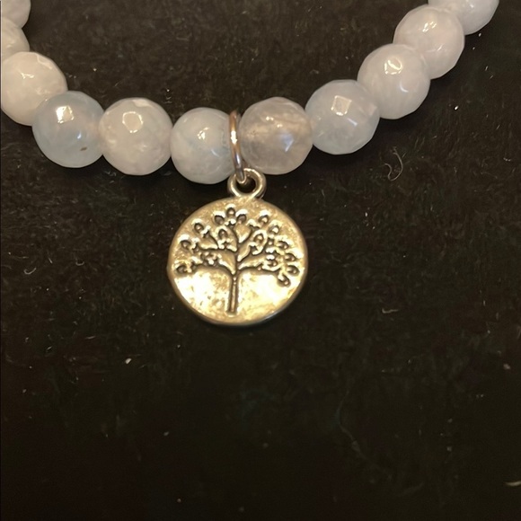 Elegant Silver tone and light blue bead Charm Bracelet - Picture 2 of 3